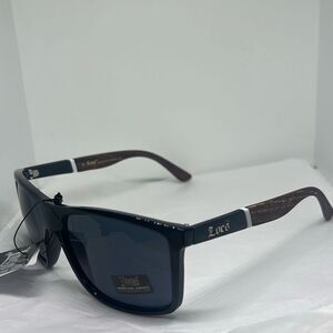 Locs 91155 Hardcore Shades – Rectangular Biker Sunglasses with Woodgrain Print A